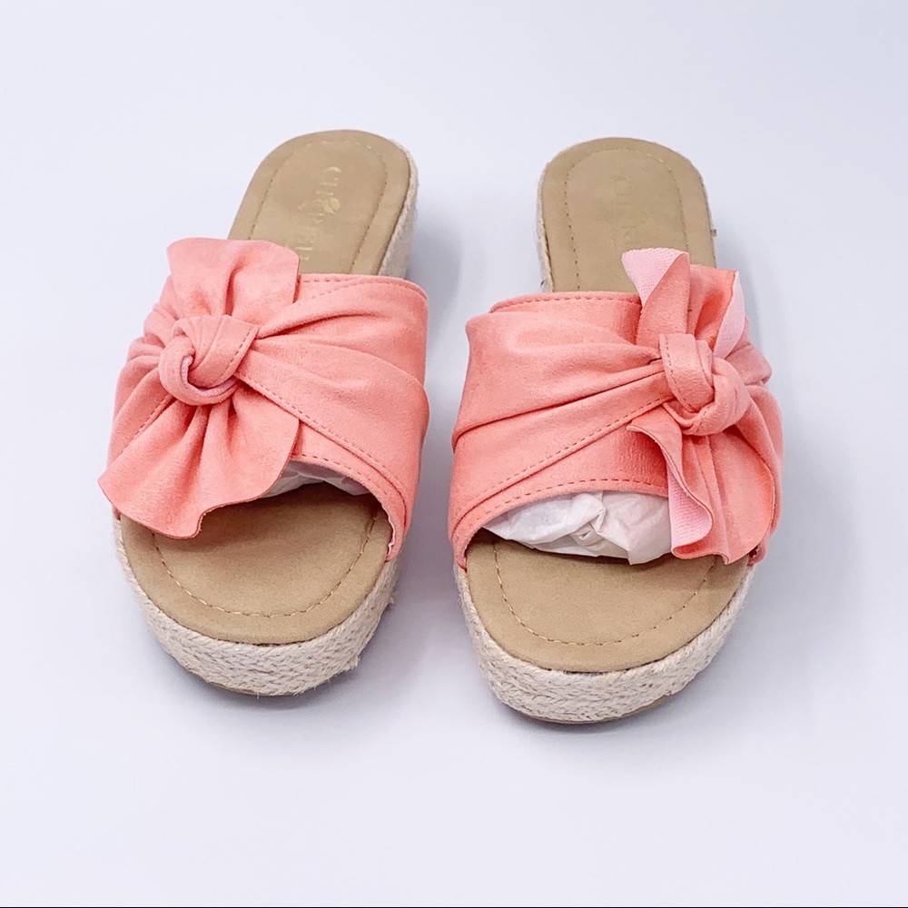 Knotted open toe mule espadrille sandal